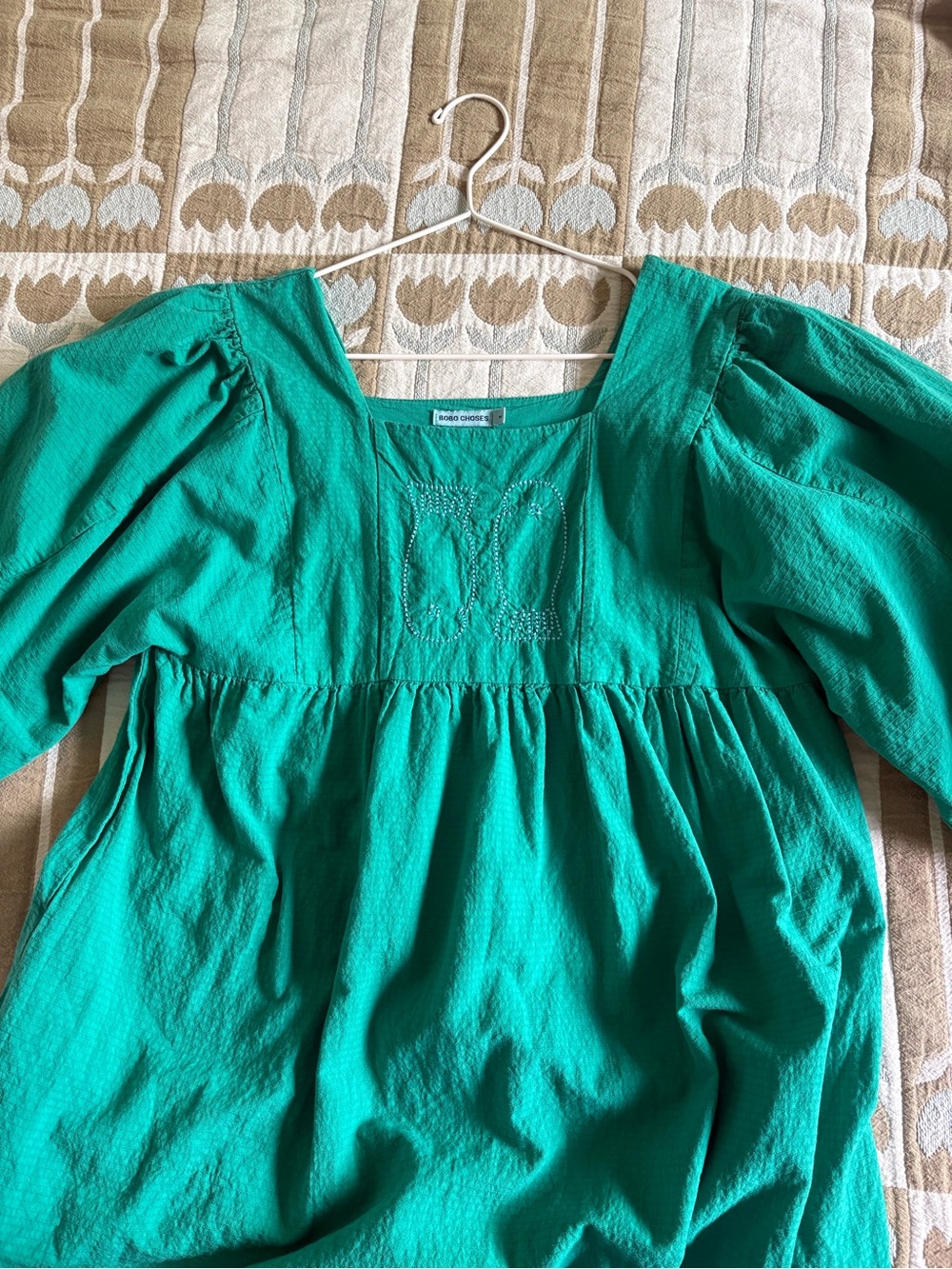 NWOT Bobo Choses Emerald Green Square-Neck Fish Maxi Dress - Picture 6 of 8